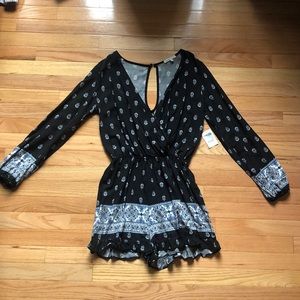 Brand New Charlotte Russe Black Long Sleeve Romper